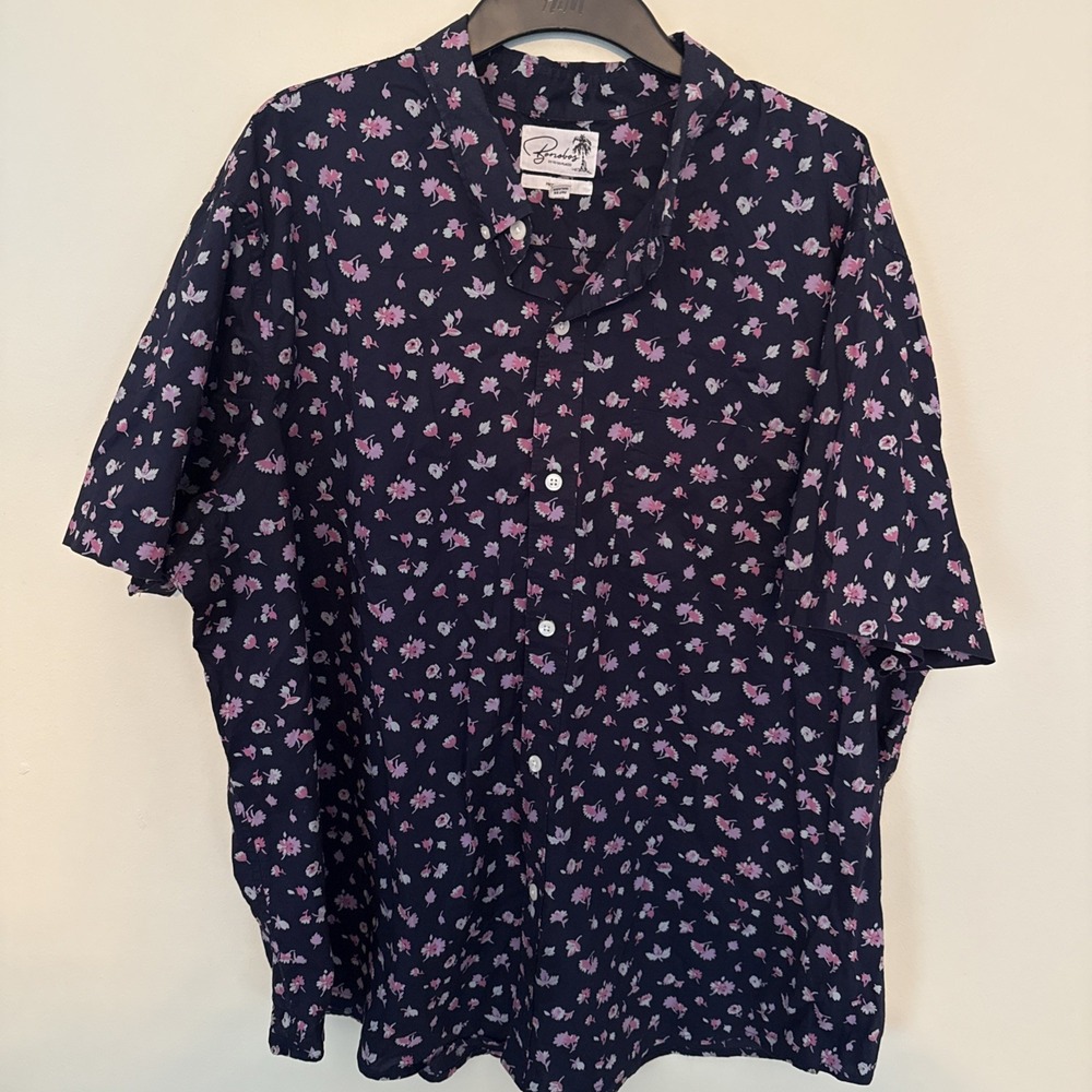 Bonobos Mens 2XL Long Prom. Fit Short Sleeve Button Down Shirt Navy Pink Floral